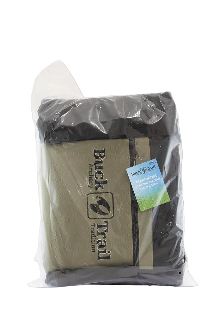 Funda Blanda para Arco Recurvo 130 cm x 30 cm negro/verde con Correas para Tubo de Flechas BUCK TRAIL
