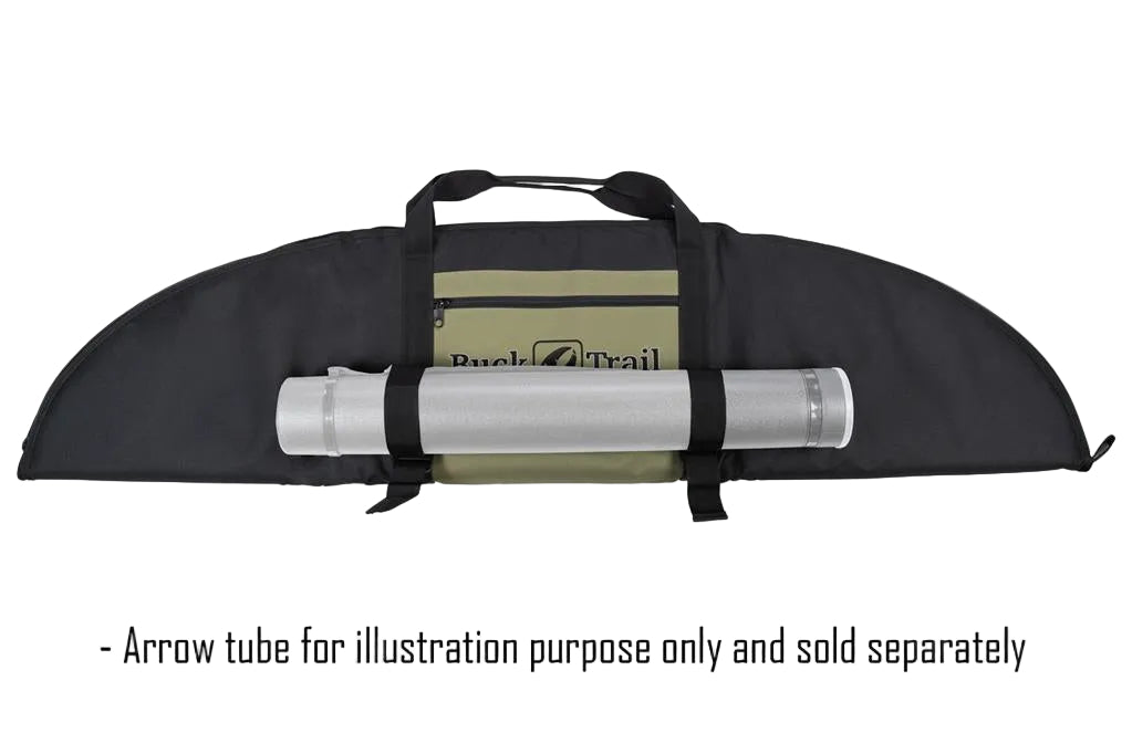 Funda Blanda para Arco Recurvo 130 cm x 30 cm negro/verde con Correas para Tubo de Flechas BUCK TRAIL